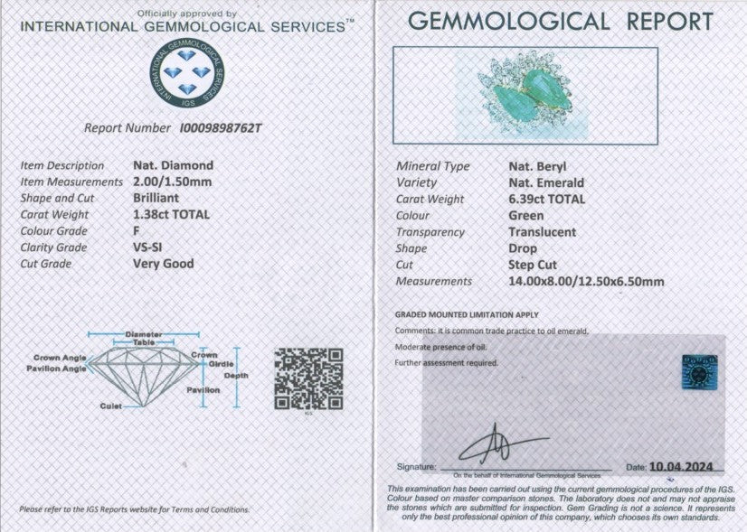 Anello con gocce di smerali