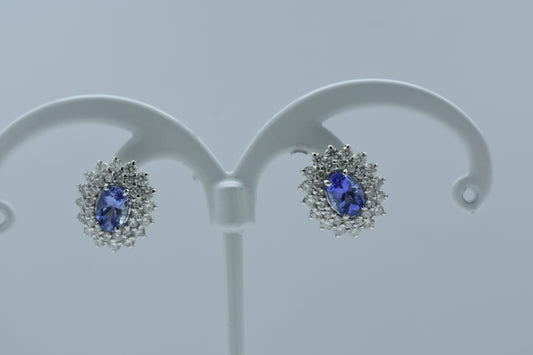 Orecchini con centrale di tanzanite e diamanti